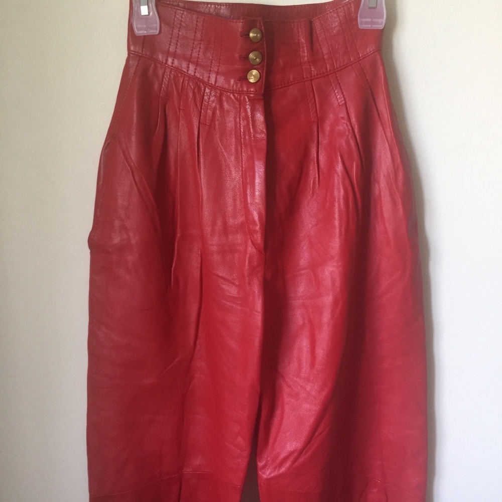 Vintage Red Leather Pants